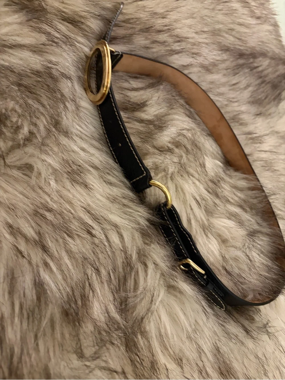 Dolce & Gabbana Black Leather Belt with Gold Oval Logo Buckle